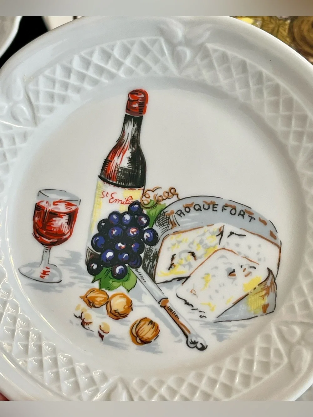7 Piece VTG French Limoges & Shafford Wine & Cheese Plate Wall Gallery Bundle